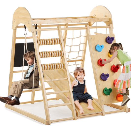 Indoor Jungle Gym, Toddler Climbing Toys Indoor, 8 in 1 Indoor Playground Climbing Toys for Toddlers with Swing Slide Ladder Monkey Bars Playground