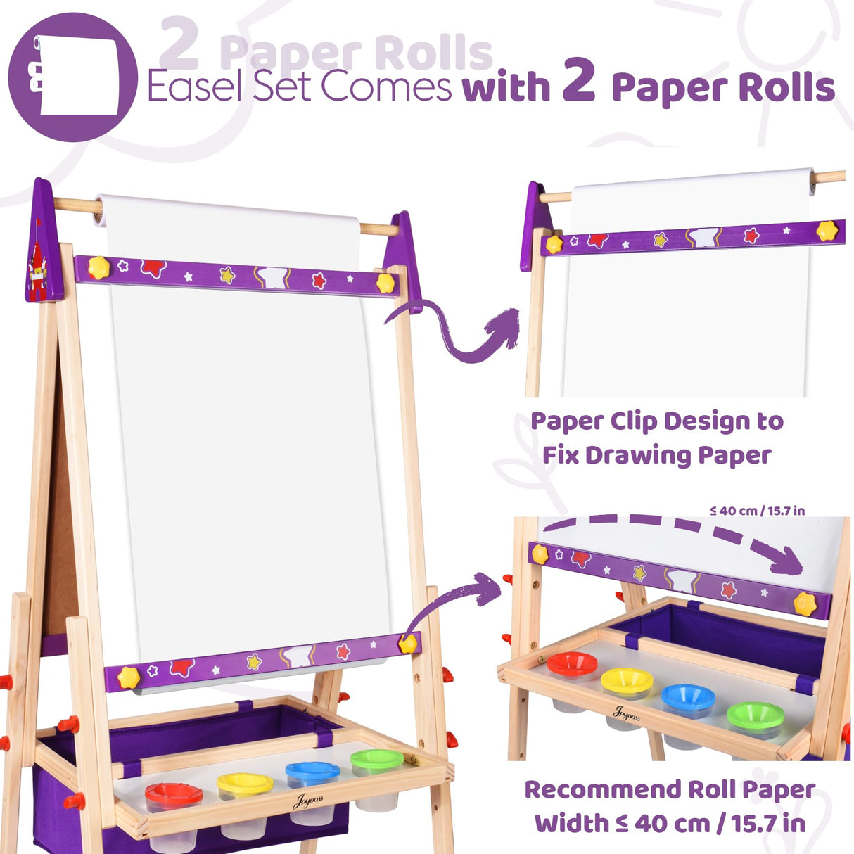 Joyooss Art Easel for Kids, Adjustable Standing Wooden Toddler Kids Easel Double Sided Drawing Board Whiteboard & Chalkboard Dry Easel Board, Art Easel for Kids Age 2-4 4-8 9-12 Painting Set Joyooss