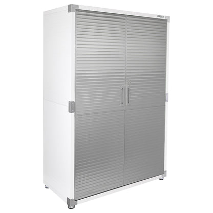 Seville Classics UltraHD Solid Steel Lockable Metal Storage Cabinet Locker Organizer w/Adjustable Shelves for Garage, Warehouse, Office, Classroom, 48" W x 24" D x 72" H, White - WoodArtSupply