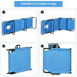 gotoplay Folding Beach Lounge Chair w/ 5 Adjutable Backrest & Padded Pillow, Sunbathing Lounger Chair, Sun Tanning Lay Flat Chair for Seaside Pool Deck, Max Load 330 LBS, No Assembly Required (Blue) gotoplay