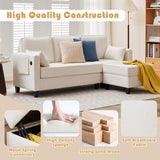 MAGIC UNION Convertible Sectional Couches for Living Room - Small Space Couches L-Shaped Sofa, Upholstered 3 Seats Sofas W/Storage Chaise, USB Ports, Side Pockets and Pillows (Chenille Fabric, White) MAGIC UNION