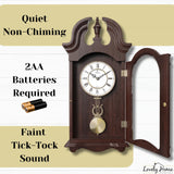 Pendulum Wall Clock Battery Operated - Wooden Hanging Grandfather Wall Clock with Pendulum, 23.5x9 inch - Quiet, Non-Chiming, with Real Wood for Living Room Decor, Office & Home Décor Gift Lovely Home Essentials