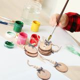 36 Pcs Wooden Christmas Ornament 2.8 to 3.2 Inch Craft Wood Kit Natural Wood Slices with Natural Beads Round Wood Beads and Black and White Bow for Arts and Crafts Christmas Ornaments (Classic Style) Sawysine