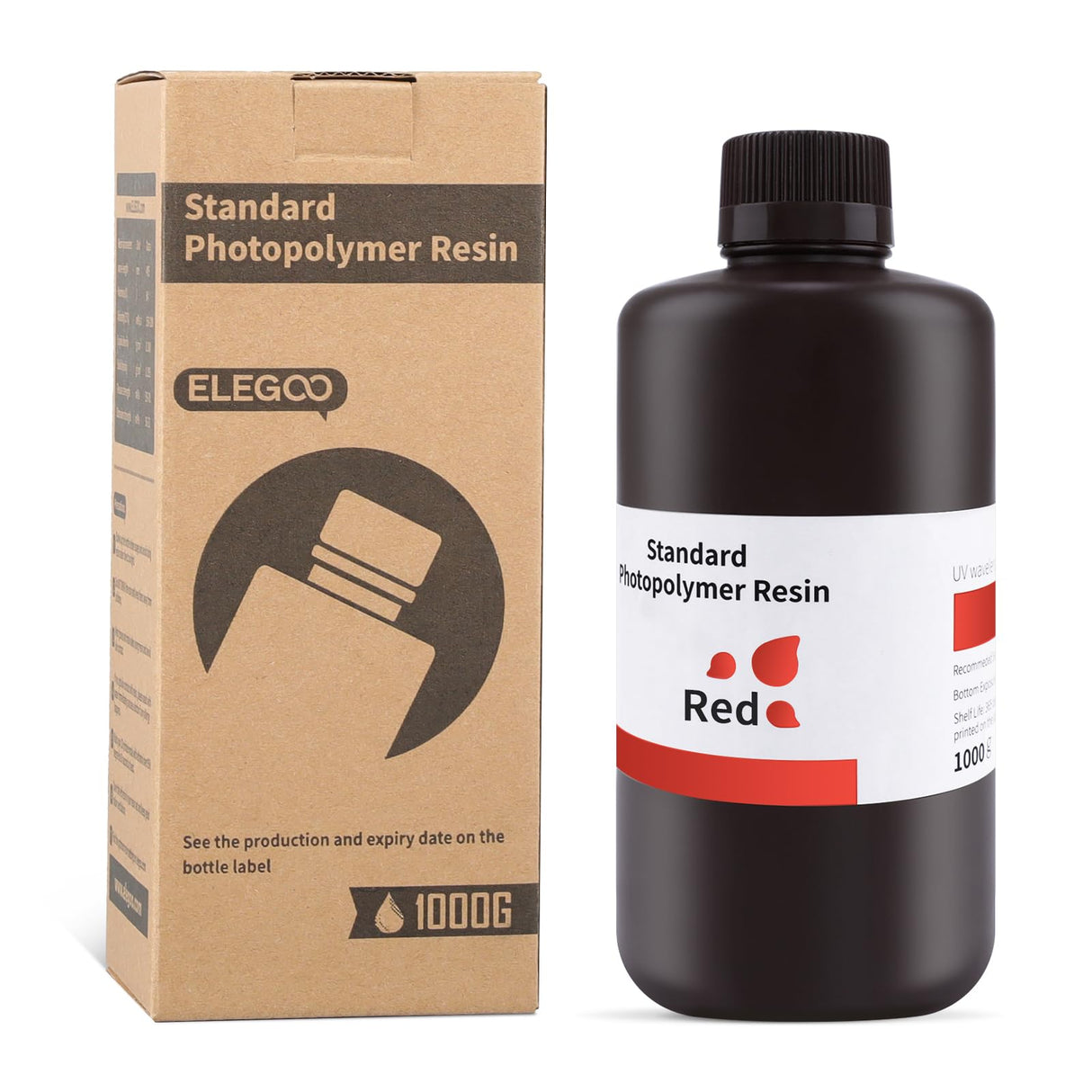 ELEGOO 3D Printer Resin, 405nm Fast UV Curing Standard Photopolymer Resin, High Precision, Non Toxic 3D Resin for Saturn 4/Saturn 3/Mars 5/Mars 4, LCD/MSLA/DLP 3D Printing, Clear Red 1000G Deeplee