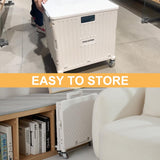 Foldable Utility Cart Folding Portable Rolling Crate Handcart with Durable Heavy Duty Plastic Telescoping Handle Collapsible 4 Rotate Wheels for Travel,Shopping, Luggage, Office, Teacher(White) MACOPRO