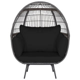 Tangkula PE Wicker Egg Chair, Patiojoy Oversized Indoor Outdoor Patio Lounge Chair with Cushions and Pillows, Steel Frame Basket Chair for Garden, Deck, Balcony, Living Room (Black) Tangkula
