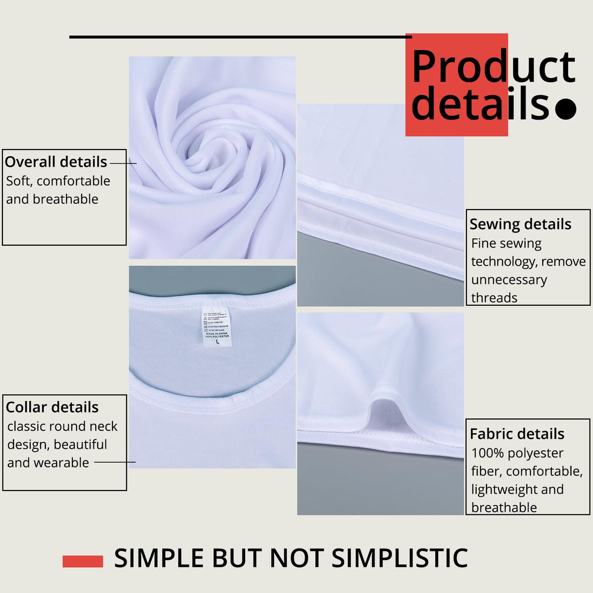 HTVRONT 5 Pack Polyester Sublimation T-Shirts Blanks - White Blank Crew Neck Short Sleeve Sublimation Shirts -Polyester Shirt for Sublimation - M HTVRONT