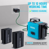 KEZERS Laser Level with Tripod,3 x 360 Self Leveling Laser Level, Green Laser Level Line Tool for Picture Hanging,Construction,Remote Controller,Rechargeable Battery,L-Bracket & Carry Pouch Included KEZERS