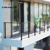 Dawn Railing Heavy-Duty Cable Railing Post, 36”x2”x2” High Strength Steel Square Corner Post with Level Drilled Holes, Weldless Black Powder-Coated Finish, for Wood/Concrete Deck Stair, 1 Pack Dawn Railing