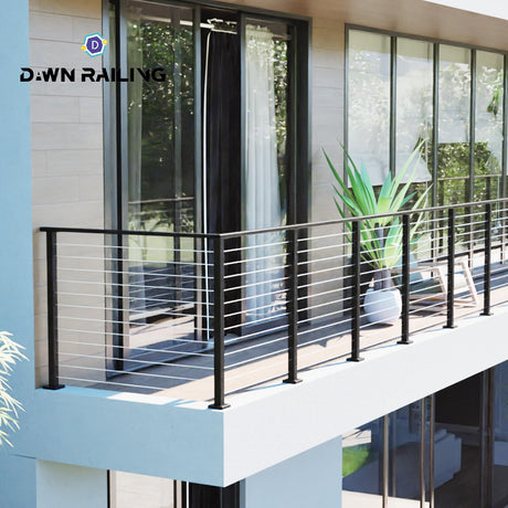 Dawn Railing Heavy-Duty Cable Railing Post, 36”x2”x2” High Strength Steel Square Corner Post with Level Drilled Holes, Weldless Black Powder-Coated Finish, for Wood/Concrete Deck Stair, 1 Pack Dawn Railing