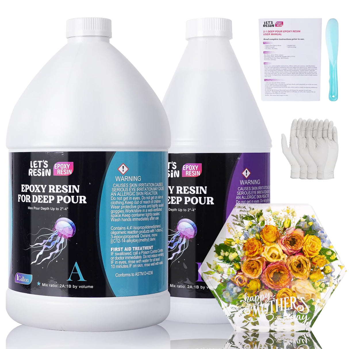 Bundle Set of 44OZ Turquoise Resin Epoxy and 1.5 Gallon Deep Pour Epoxy Resin LET'S RESIN EPOXY RESIN