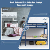 Costzon Twin-Over-Twin Wood Bunk Bed, 2-in-1 Convertible Space-Saving Bunk Bed for Bedroom Dorm Guest Room, Heavy Duty Bed Frame w/Inclined Ladder & Safety Guardrails for Kids Teens Adults (Navy) Costzon