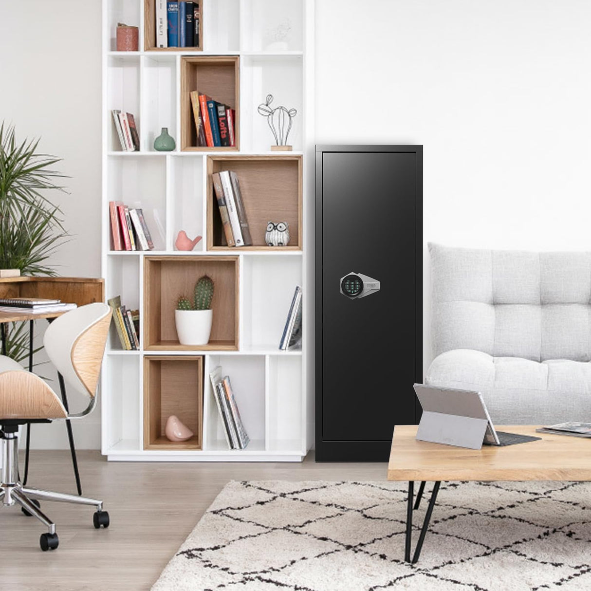 Marcree Gun Safe, Large Electronic 8-12 Gun Cabinet for Rifles and Shotguns, Digital Rifle Safe with Dual Alarm System, Guns Locker with Removable Shelf, Mute Function, Handgun Bag, Assemble Required Marcree