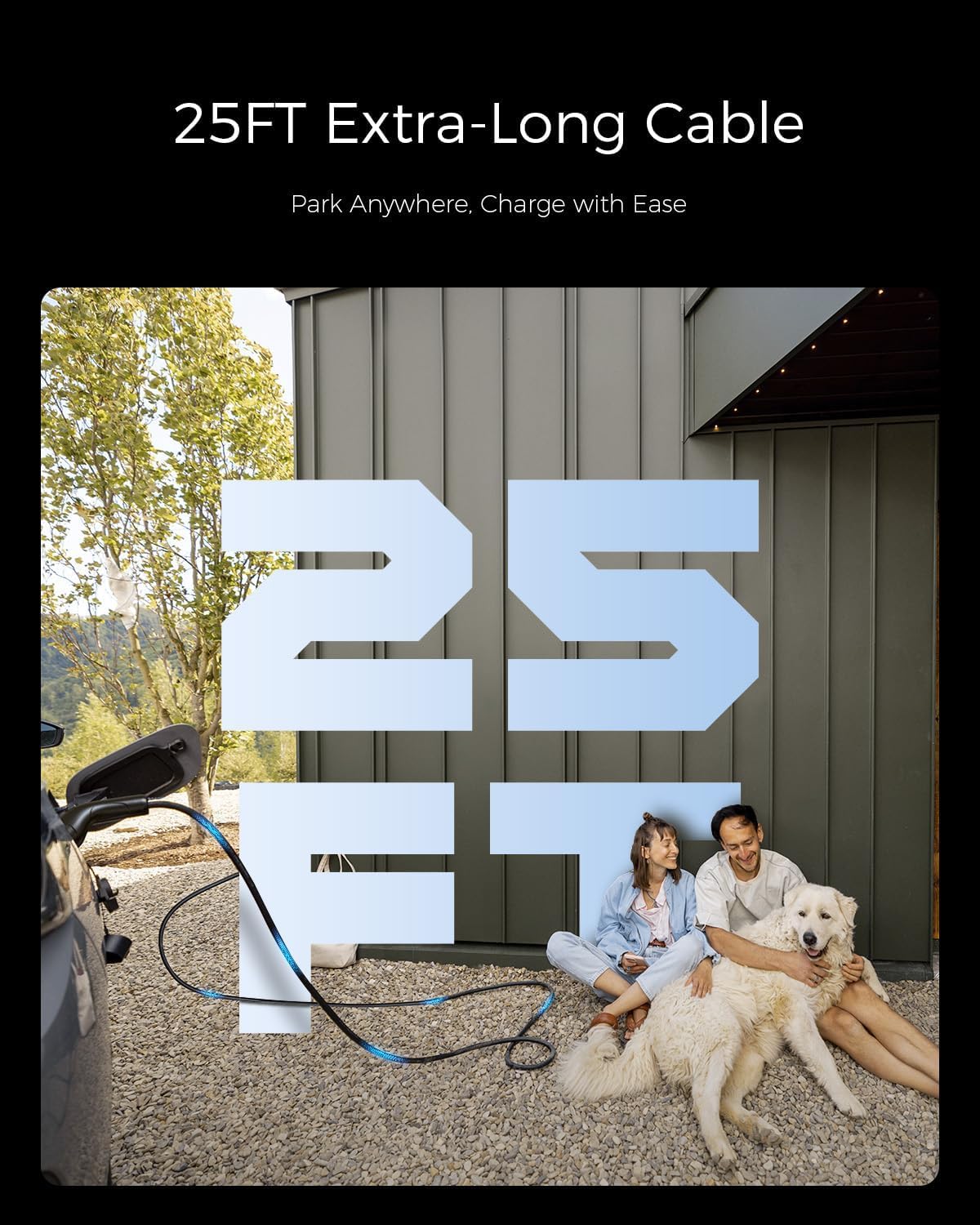 Level 1/2 EV Charger, 16A 110-240V Portable EV Charger with 25FT Cable, Home Electric Vehicle Charging Stations with NEMA 6-20 Plug NEMA 5-15 Adapter for All J1772 EVs EG evgoer