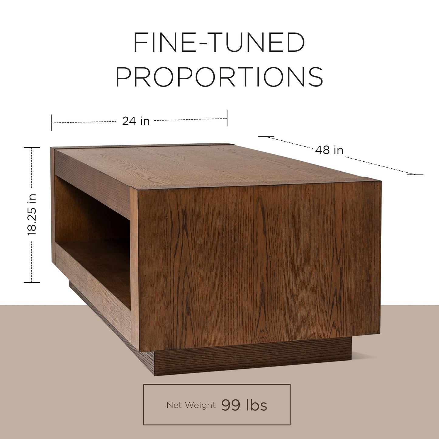 Maven Lane Artemis Large 2 Tier Contemporary Rectangle Wooden Center Coffee Table with Shelf Storage for Living Room in Refined Brown Finish - WoodArtSupply