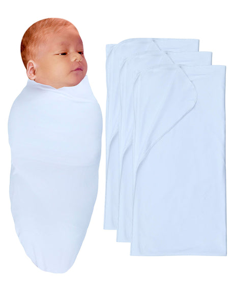 RATIVE Stretchy Swaddle Blanket Receiving Blankets with Headband Cap for Unisex Newborn Baby 0-3 Months Boys Girls (3-White Blankets) RATIVE