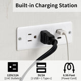 LUXOAK Queen Size Murphy Bed with Charging Station, Cabinet Bed with Large Storage Drawer for Home Office or Small Room, Hideaway Full Foldable Platform Bed, Barnwood+White LUXOAK