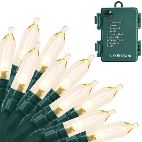 LOENDE 18ft 50 LED Battery Operated Christmas Lights, 8 Modes with Timer - Waterproof for Indoor & Outdoor Decor LOENDE