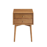 Nathan James 32704 Harper Mid-Century Oak Wood Nightstand with 2-Drawers, Small Side End Table with Storage, Brown Nathan James