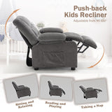 BOSMILLER Kids Recliner Chair， Push Back Toddler Recliner with Cup Holders & Side Pockets， Adjustable Footrest & Headrest Kids Sofa for Boys Girls 3+ Age Group (Light Brown) BOSMILLER