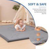 Baby Play Mat for Floor,1.3" Thick Memory Foam Tummy Time Mat,Soft Coral Velvet Nursery Rug,Large Non Slip Crawling Mat for Toddlers,Infants,Kids,Yoga Mat,Tatami Mat for Living Room(Dark Gray) Huloo Sleep