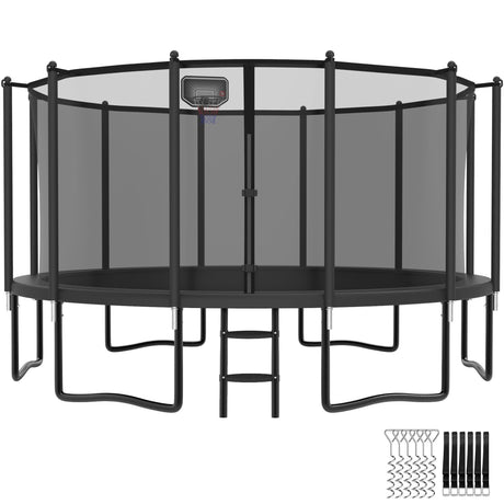 YORIN Tranpoline 16FT, Outdoor Tranpoline for Kids and Adults 1500LBS Tranpoline with Basketball Hoop, Enclosure Net, Back Yard Heavy Duty Recreational Tranpolines, ASTM Approved YORIN
