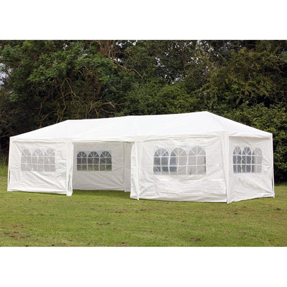 Palm Springs 10 x 30 Foot White Party Tent Gazebo Canopy with Sidewalls