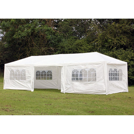 Palm Springs 10 x 30 Foot White Party Tent Gazebo Canopy with Sidewalls Palm Springs