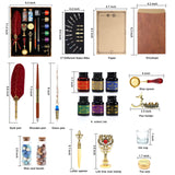 Junhartt Quill Feather Pen and Ink Set, Calligraphy Pen Glass Dip Pen and Wax Seal Stamp Kit (Red) Junhartt