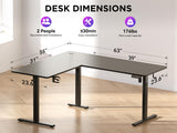 WALKINGDESK 63x55 Inches Reversible L Shaped Standing Desk, Height Adjustable With Cup Holder, Electric Corner Computer Workstation, Sit Stand up Home Office, Ergonomic Gaming, Black WALKINGDESK