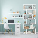 Giantex Geometric Bookcase White, S-Shaped Wooden Bookshelf, 6-Tier Modern Freestanding Decorative Storage Display Shelves for Bedroom, Living Room Giantex