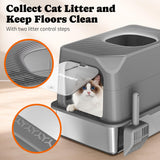 Pawtners Stainless Steel Cat Litter Box, XL Extra Large Kitty Litter Pan, Front Entry Top Exit Hooded Metal Cat Toilet for Odor Control with Removable Lid & Scoop, Anti-Leakage, Easy to Clean Pawtners