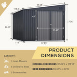 AECOJOY Shed Lean to Storage Shed, Large Outdoor 8' x 10' Metal Wall Side Bike Shed & Outdoor Storage, Garden Storage Cabinet for Backayrd, Patio and Outdoor Use in Dark Grey AECOJOY
