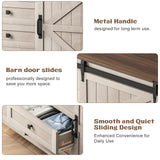 Farmhouse Dresser for Bedroom, Chests of Drawers for Clothes, 4 Drawers Dresser with Sliding Barn Door, White Dresser Wood, 60” Wide Dresser with Storage Organizer for Kids, Tall TV Stand GlouMod