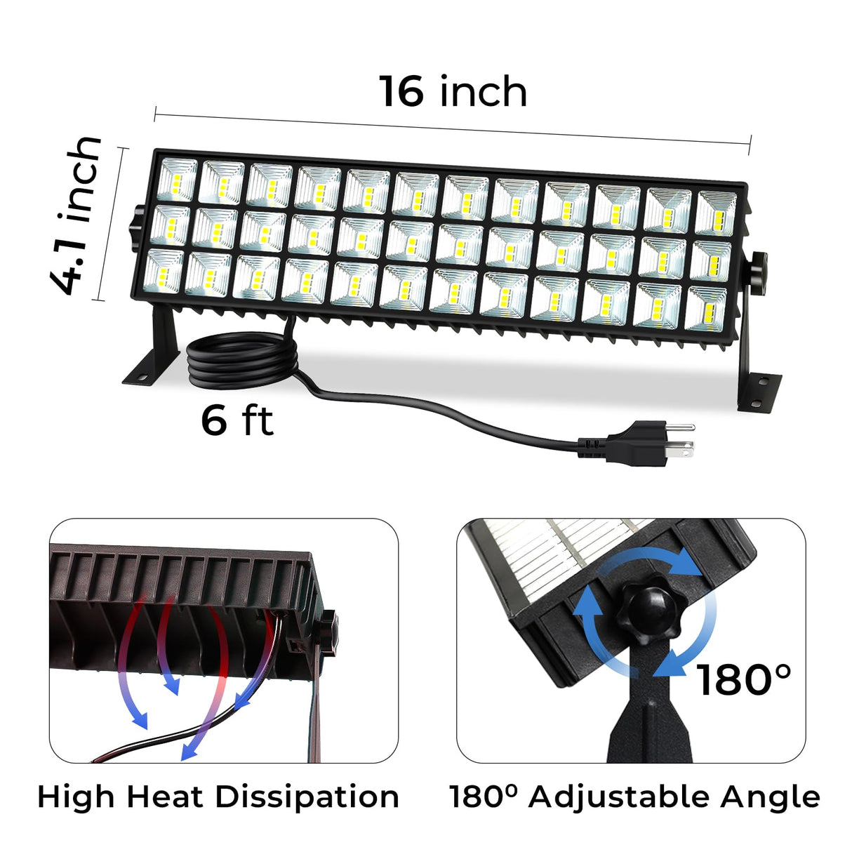 YQNLIFA 4Pack 100W Shop Light, 11000LM 6000K Daylight White Super Brighter LED Shop Light, IP66 Waterproof Garage Light with 1.8M/6FT Cord Bay Light for Workshop Yard Garage Warehouses Yard YQNLIFA