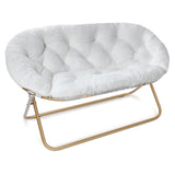 Milliard Double Cozy Chair/Faux Fur Saucer Chair for Bedroom/X-Large Loveseat, White Milliard