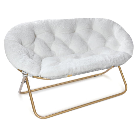 Milliard Double Cozy Chair/Faux Fur Saucer Chair for Bedroom/X-Large Loveseat, White Milliard