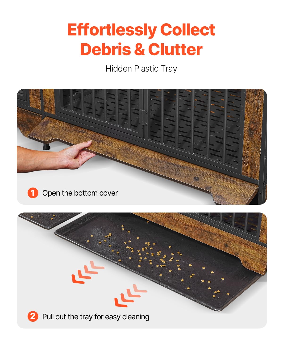 VEVOR 75" Dog Crate Furniture for 2 Dogs,Extra Large Double Dog Crate Furniture Large Breed with Divider & Double Doors,Large Wooden Dog Crate Furniture TV Stand for Medium Large Dogs Brown VEVOR