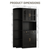 Fatmok Kitchen Pantry Cabinet with Charging Station, 71" Tall Modern Farmhouse Wood Kitchen Cabinet with a Large Drawer & Shelves, Freestanding Kitchen Hutch Cabinet with Microwave Stand, Cupboard Fatmok