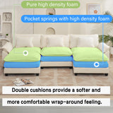 Oprisen Modular Sectional Sofa, Comfy Cloud Couch Sectional Sofa with Ottoman, Chenille Sofa Sleeper Deep Seat Sofa with Throw Pillows for Living Room (Beige White, 120"- U Shape) Oprisen