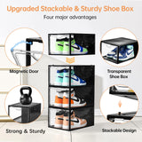 INSTY 12 Pack Large Shoe Storage Box, Clear Shoe Storage Organizer with Magnetic Door, Stackable,Shoe Containers For Display Sneakers, Easy Assembly, Fit up to US Size 12, Transparent INSTY