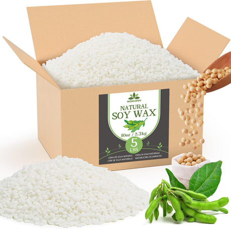 Soy Wax, Waxcanpy Natural Soy Wax for Candle Making, Organic Candle Wax from Farm, No Additives, Harmless and Pure (5lb) Waxcanpy