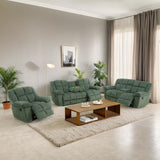 Manual Recliner Sofa Set,Corduroy Reclining Couch Set,Modern Living Room Furniture Set,Reclining Sofa Couch Chair for Living Room Home Office(Green,3 Pieces Set) Pon Living Furniture Inc
