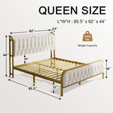 Einhomn Velvet Queen Bed Frame with Charging Station, Platform Bed with Upholstered Storage Headboard & Footboard, 12" Underbed Space, Noise-Free, Easy Assembly, No Box Spring Needed, Beige Einhomn