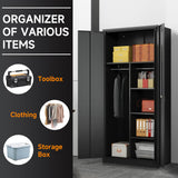 Coolsun Metal Wardrobe Closet with Locking Doors, 71" Steel Storage Cabinet for Hanging Clothes, Lockable Wardrobe Cabinet with Adjustable Shelves and Hanging Rods for Home Office,Gym Coolsun