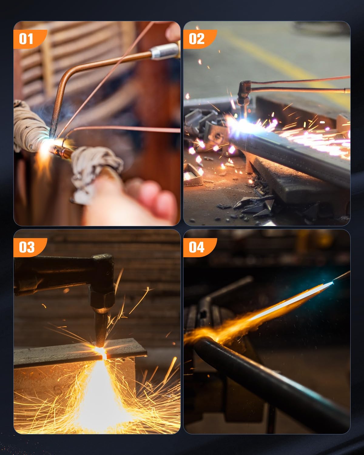 Oxygen Acetylene Torch Kit Oxy Gas Welding Cutting Brazing Set Portable Welder Tool Nozzles Regulator Hose Gauges Blue Case Cuilvu