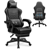 GTPLAYER Gaming Chair, High Back Leather Computer Gaming Chair with Footrest, Ergonomic Height Adjustable Office Chair with Removable Cover and Lumbar Support for Gaming and Work (Black) GTPLAYER
