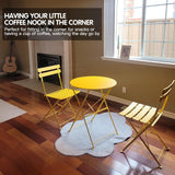 3-Piece Bistro Table and Chairs, Wrought Iron Bistro Set, Anti-Rust, Waterproof Folding Cafe Table and Chairs Set of 2, Foldable Small Bistro Set for Small Space/Indoor/Outdoor/Porch/Lawn/Balcony BUPPLEE