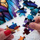 Fantasy Dragon Puzzles for Adults 1000 Pieces, Stained Glass Art Jigsaw Puzzles, Blue Purple Darkness Western Dragon Puzzle IdeaBazar