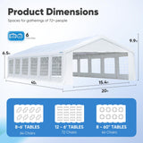 Quictent 20x40ft Party Tent Heavy Duty Outdoor Gazebo White Wedding Tent Canopy Event Shelter Carport with Removable Sidewalls& 6pcs Storage Bags Quictent